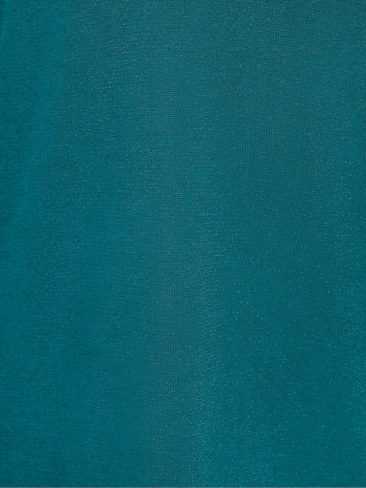 Live Unlimited Green Metallic V-Neck Jumper - Image 5 of 5