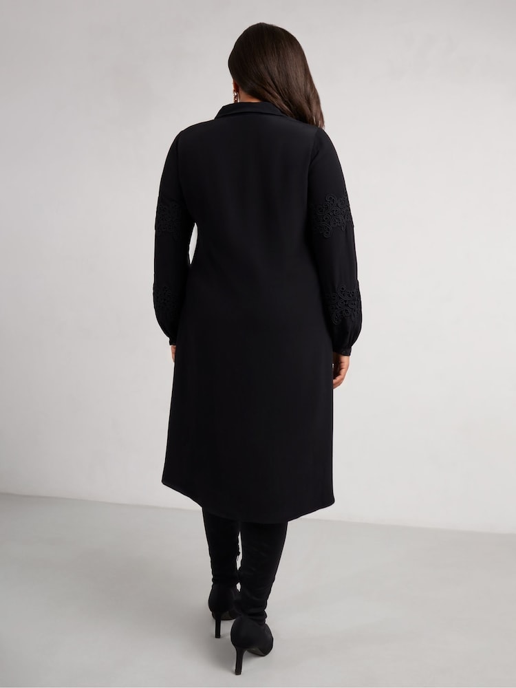 Live Unlimited Curve Petite Lace Detail Long Sleeve Dress - Image 4 of 6