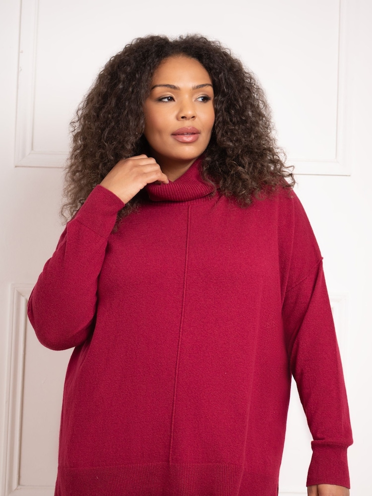 Live Unlimited Red Curve Roll Neck Jumper - Image 1 of 4