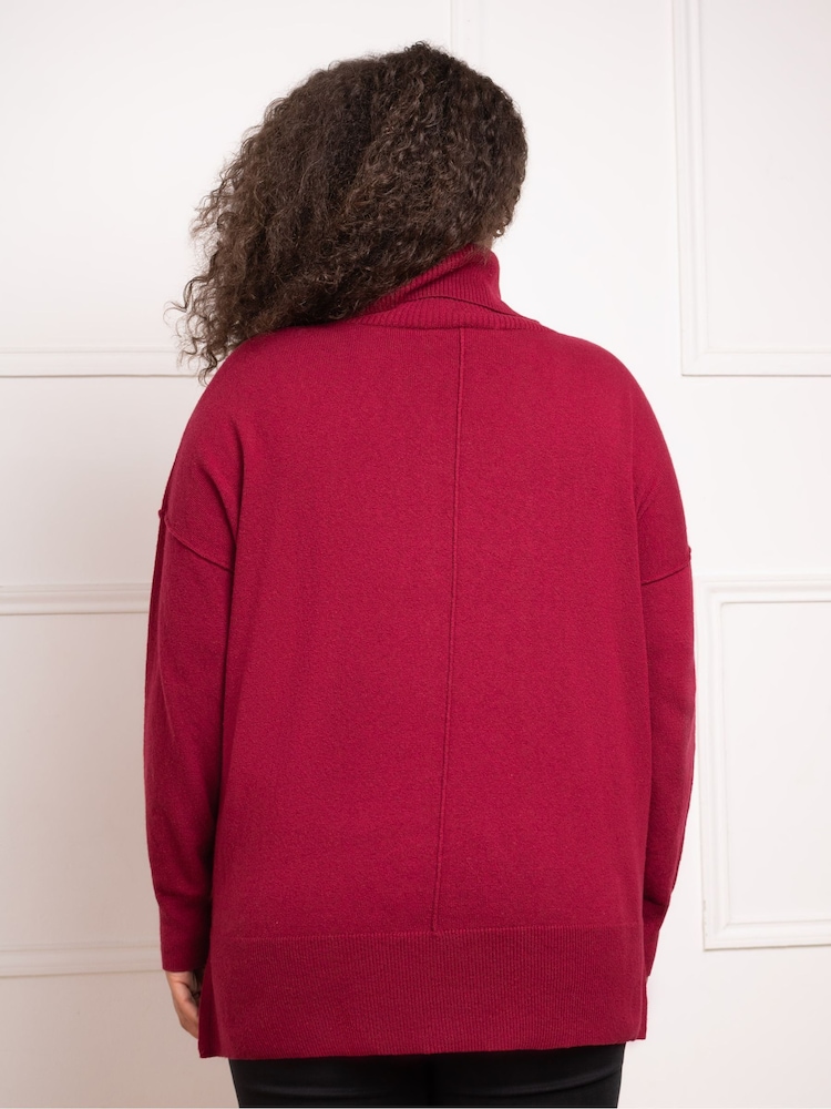 Live Unlimited Red Curve Roll Neck Jumper - Image 2 of 4
