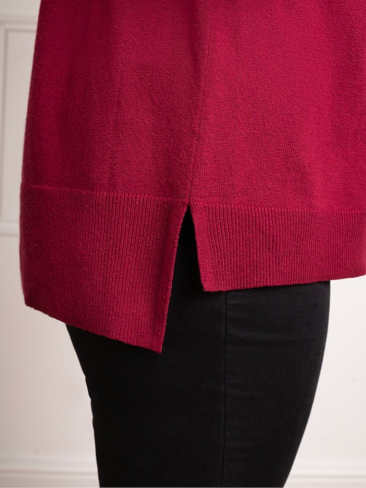 Live Unlimited Red Curve Roll Neck Jumper - Image 4 of 4