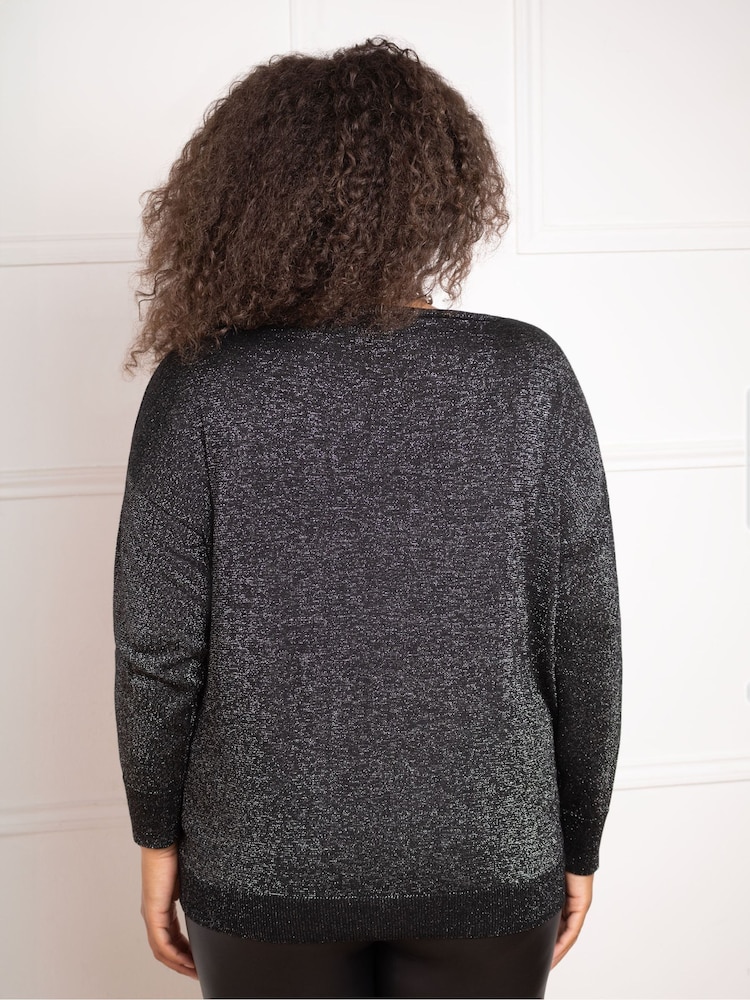 Live Unlimited Black Curve Metallic Wrap Jumper - Image 2 of 4