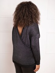 Live Unlimited Black Curve Metallic Wrap Jumper - Image 3 of 4