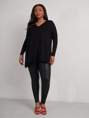 Live Unlimited Curve Petite Jersey Asymmetric Chiffon Hem Top - Image 2 of 5