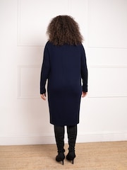 Live Unlimited Blue Curve V-Neck Knitted Jumper Dress - Image 2 of 7