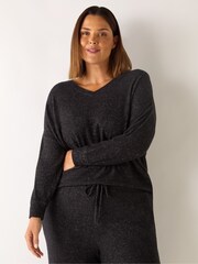 Live Unlimited Grey Supersoft V-Neck Relaxed Longline Top - Image 1 of 1