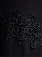 Live Unlimited Black Curve Petite Lace Detail Long Sleeve Top - Image 5 of 5