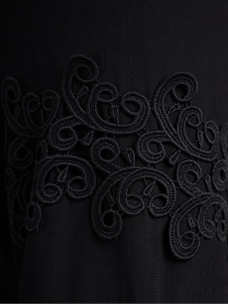 Live Unlimited Black Curve Petite Lace Detail Long Sleeve Top - Image 5 of 5