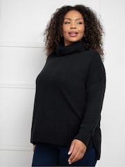 Live Unlimited Black Curve Roll Neck Jumper - Image 1 of 4