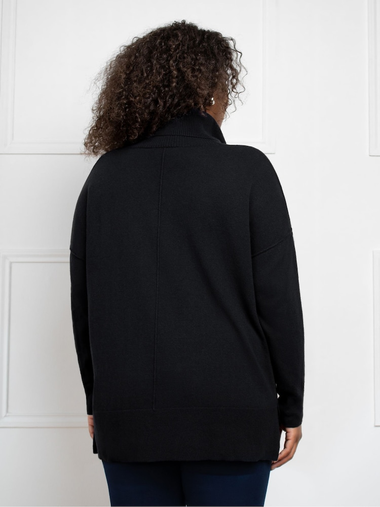 Live Unlimited Black Curve Roll Neck Jumper - Image 2 of 4
