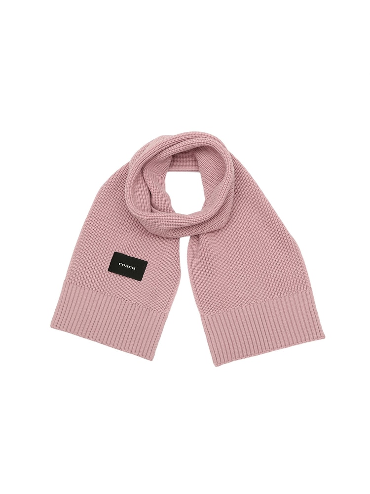 COACH Red Woven Patch Knit Scarf - Image 1 of 4 COACH Red Woven Patch Knit Scarf - Image 1 of 4