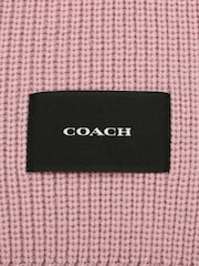 COACH Red Woven Patch Knit Scarf - Image 4 of 4