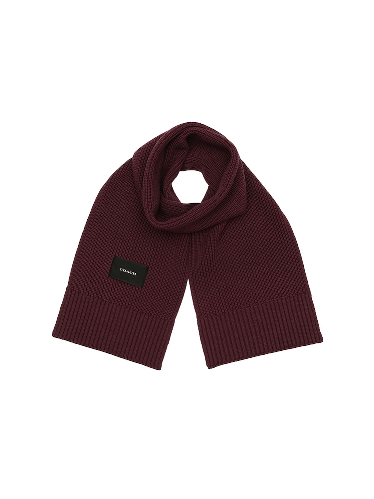 COACH Red Woven Patch Knit Scarf - Image 1 of 3