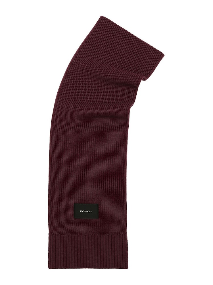 COACH Red Woven Patch Knit Scarf - Image 3 of 3 COACH Red Woven Patch Knit Scarf - Image 3 of 3