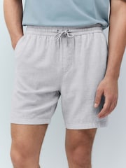 Grey Linen Rich Drawstring Waist Shorts - Image 1 of 10