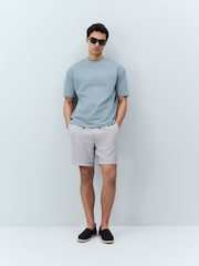 Grey Linen Rich Drawstring Waist Shorts - Image 2 of 10