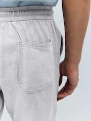 Grey Linen Rich Drawstring Waist Shorts - Image 4 of 10