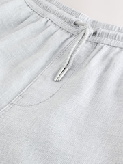 Grey Linen Rich Drawstring Waist Shorts - Image 7 of 10