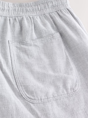 Grey Linen Rich Drawstring Waist Shorts - Image 8 of 10