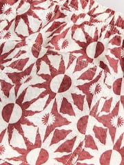 Red Sun Printed 100% Cotton Drawstring Waist Shorts - Image 7 of 8