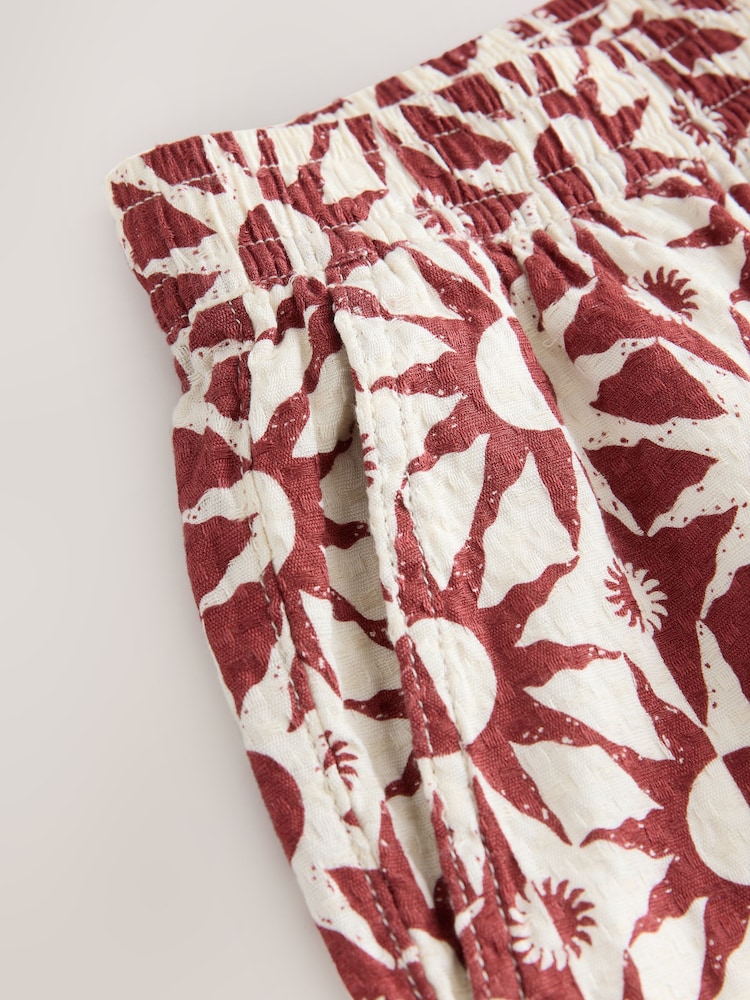 Red Sun Printed 100% Cotton Drawstring Waist Shorts - Image 8 of 8