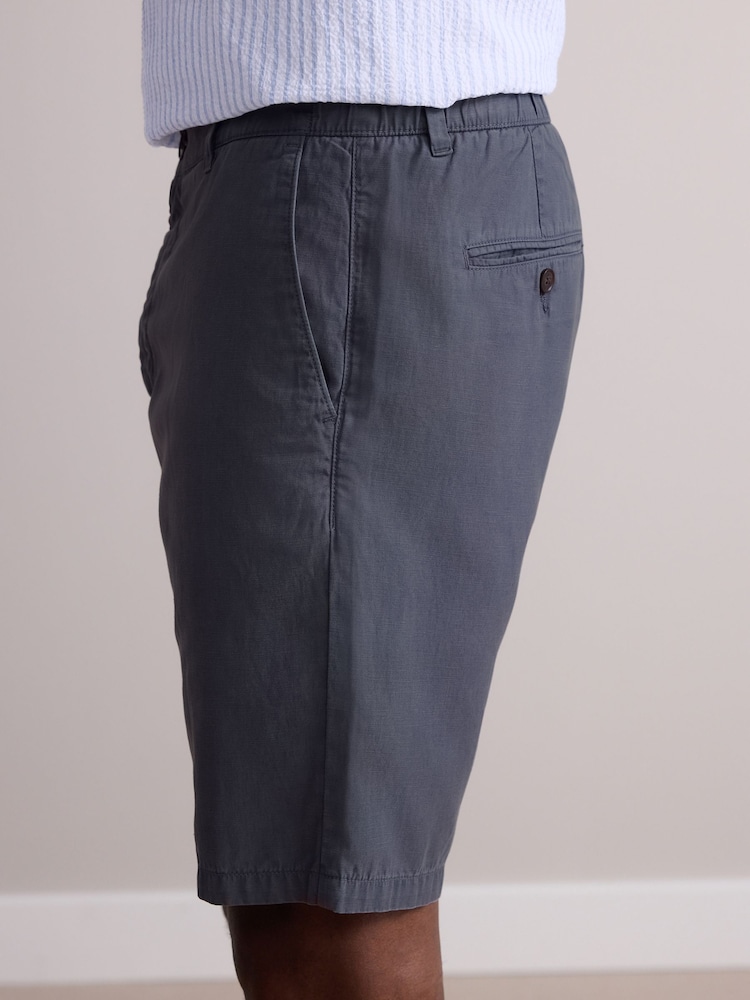 Blue Premium Soft Touch Linen Blend Elasticated Waist Shorts - Image 4 of 4 Blue Premium Soft Touch Linen Blend Elasticated Waist Shorts - Image 4 of 4