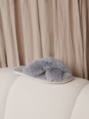 Live Unlimited Grey Faux Fur Slippers - Image 3 of 4