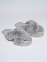 Live Unlimited Grey Faux Fur Slippers - Image 4 of 4