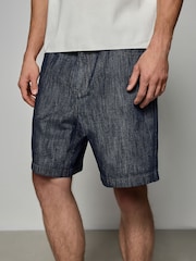 Blue 100% Cotton  Stripe Denim Shorts - Image 1 of 8