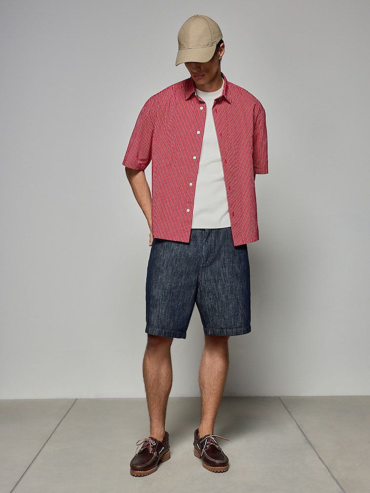 Blue 100% Cotton  Stripe Denim Shorts - Image 2 of 8