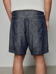 Blue 100% Cotton  Stripe Denim Shorts - Image 3 of 8