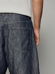 Blue 100% Cotton  Stripe Denim Shorts - Image 5 of 8