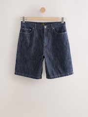 Blue 100% Cotton  Stripe Denim Shorts - Image 6 of 8