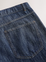 Blue 100% Cotton  Stripe Denim Shorts - Image 8 of 8