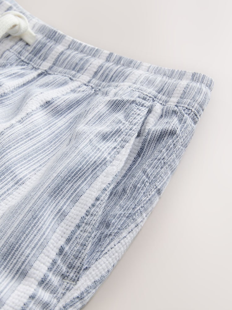 Blue/White 100% Cotton Drawstring Waist Stripe Shorts - Image 10 of 10