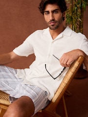 Blue/White 100% Cotton Drawstring Waist Stripe Shorts - Image 3 of 10