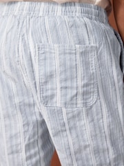 Blue/White 100% Cotton Drawstring Waist Stripe Shorts - Image 6 of 10