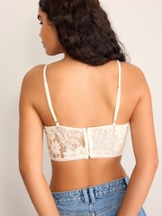 Cream Premium Embellished Lace & Sequin Longline Bralette - Image 4 of 5