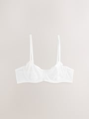 White Non Pad Balcony Invisible Bonded Mesh Baclony Bra - Image 1 of 8