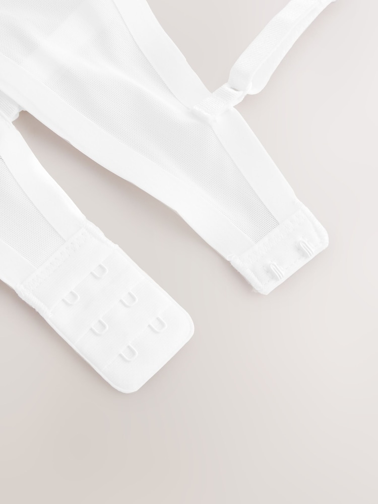 White Non Pad Balcony Invisible Bonded Mesh Baclony Bra - Image 8 of 8