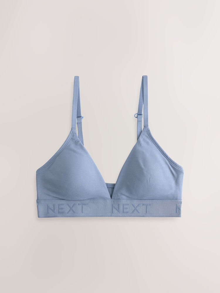Niebieski/ecru - Zestaw 2 bawełnianych braletek Ultimate Comfort z logo i trójkątną miseczką - Image 10 of 12