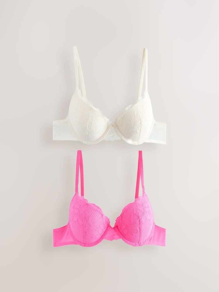 Pink/Cream Lace Bras 2 Pack - Image 8 of 11