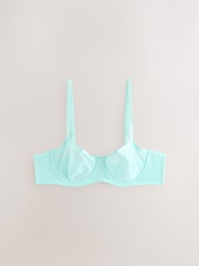 Turquoise Blue Non Pad Balcony Invisible Bonded Mesh Baclony Bra - Image 1 of 3