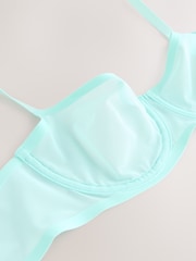 Turquoise Blue Non Pad Balcony Invisible Bonded Mesh Baclony Bra - Image 2 of 3