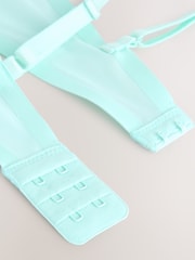 Turquoise Blue Non Pad Balcony Invisible Bonded Mesh Baclony Bra - Image 3 of 3