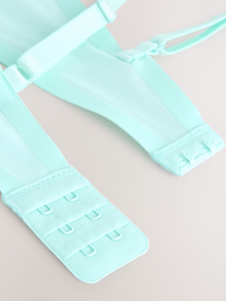 Turquoise Blue Non Pad Balcony Invisible Bonded Mesh Baclony Bra - Image 3 of 3