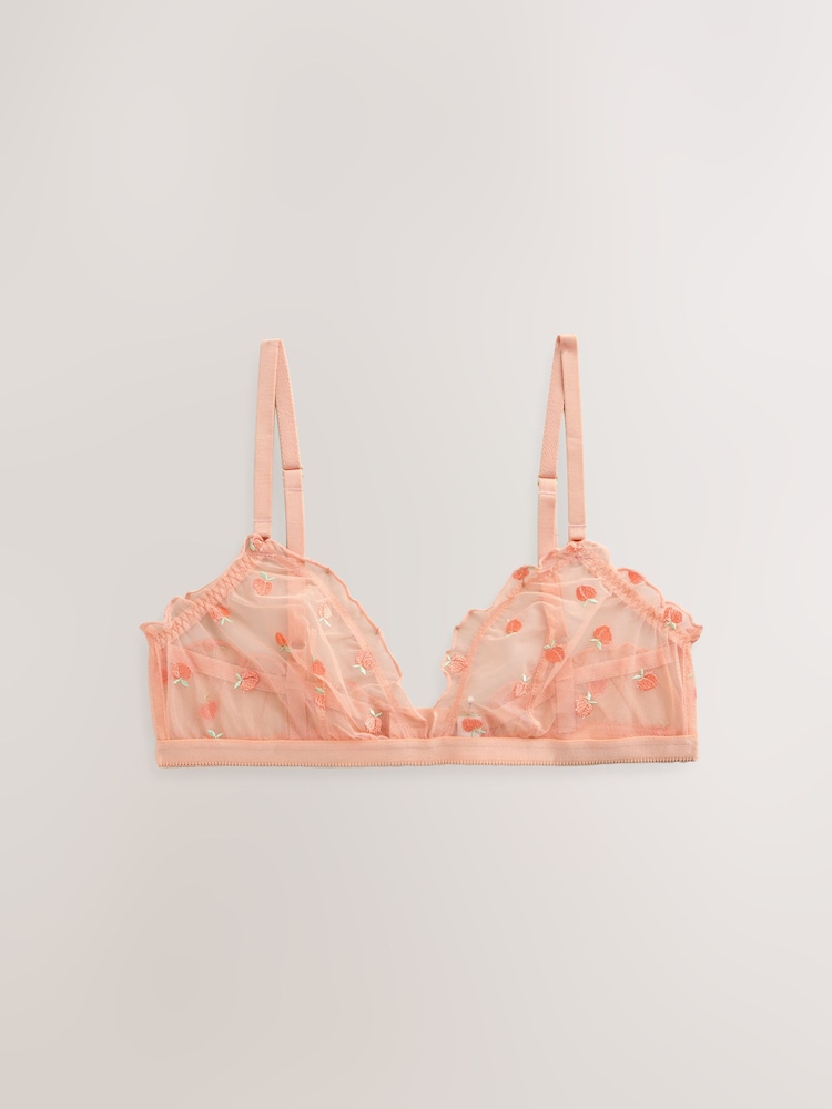 Orange Peach Embroidery Non Pad Bralette - Image 1 of 8