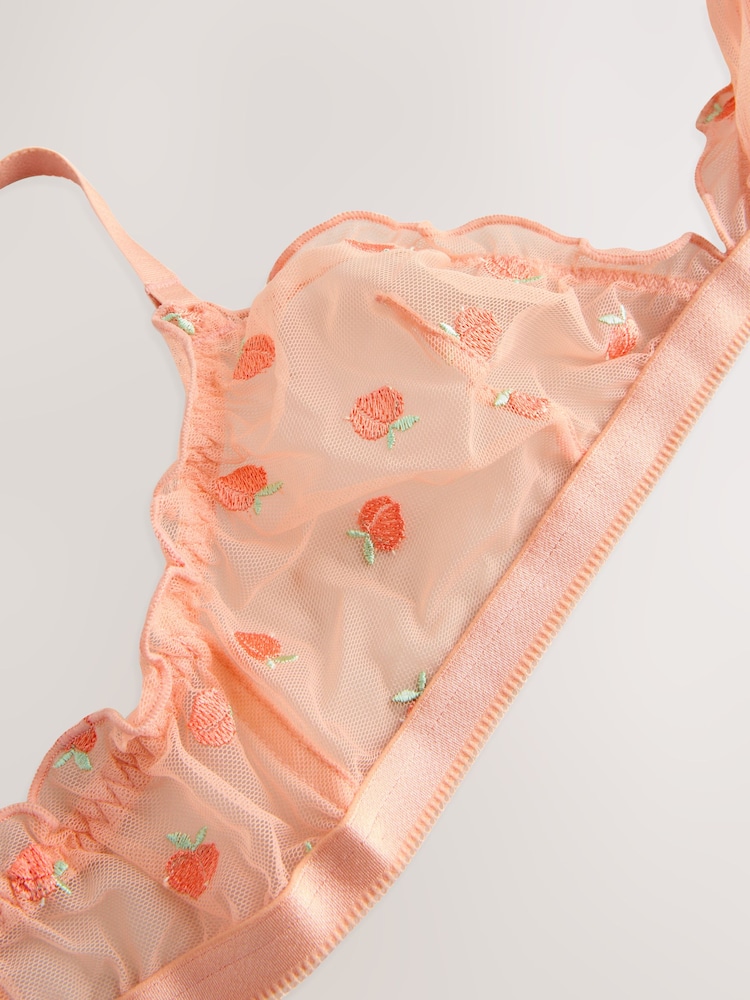 Orange Peach Embroidery Non Pad Bralette - Image 2 of 8