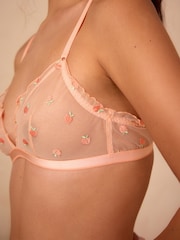 Orange Peach Embroidery Non Pad Bralette - Image 4 of 8