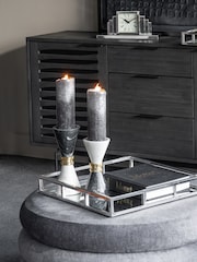 Libra Interiors Black /White Marble Candle Holder with Brass Trim - Image 1 of 6
